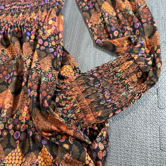 Peruvian Connection Kaffe Fassett Multi Color Babydoll Dress With Pockets M - Picture 5 of 8